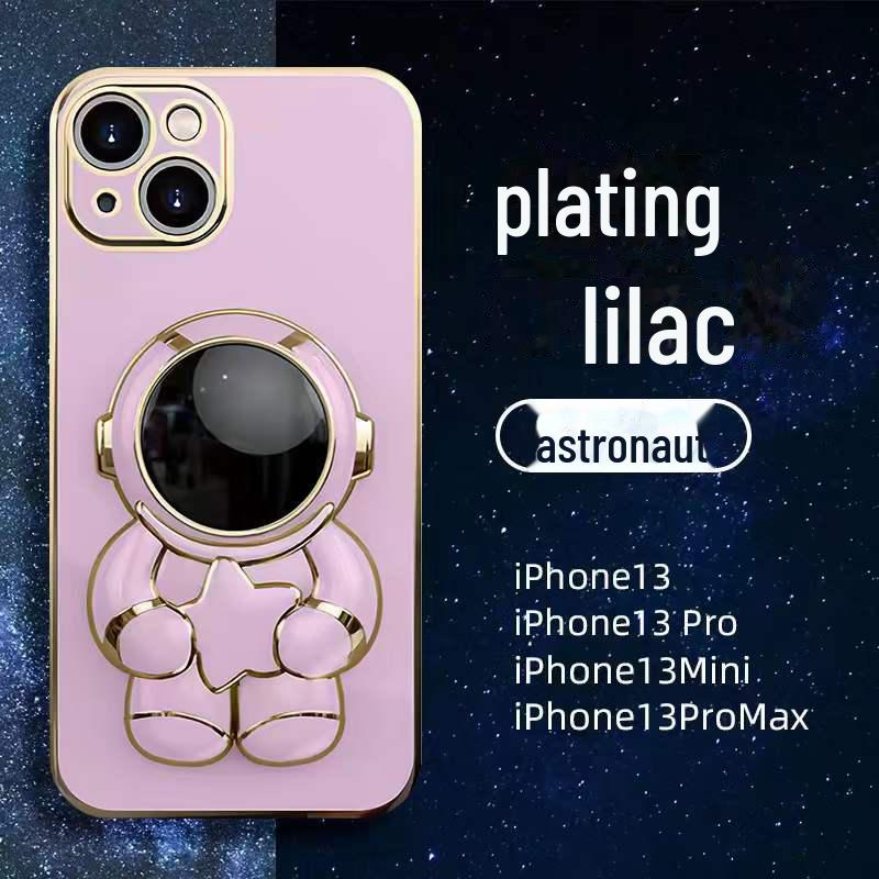 Popolare Cover in Silicone per iPhone 13ProMax/12/XS/8P con Astronauta, Placcatura Elettrolitica, Confezione Completa e Supporto.