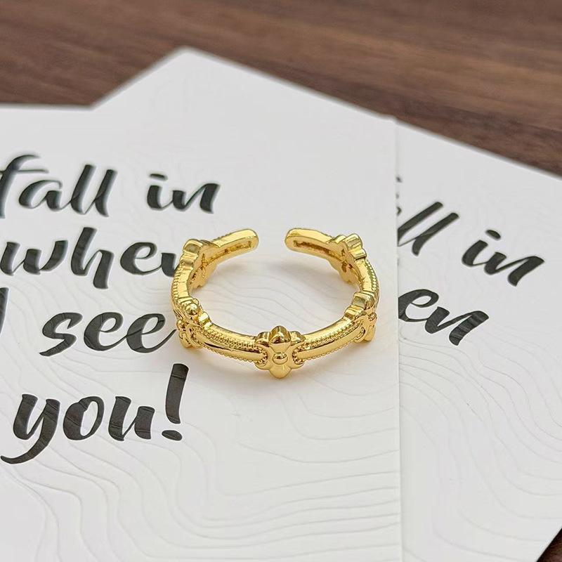 Medieval Vintage Simple Plain Ring Narrow Version French Retro Brushed Ring Irregular Geometric Personality Ring Woman