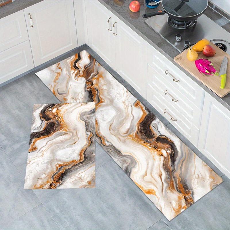1Pcs Anti Fatigue Kitchen Rugs, Marble Print Waterproof Non-Slip Thick Cushioned Kitchen Mat Heavy Duty Comfort Standing Mat for Kitchen