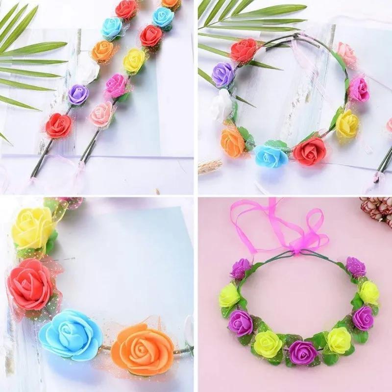 144/720 Pezzi Mini Bouquet di Rose Artificiali Rosso Rosa Fiore Finto di Carta Ghirlanda Fai da Te Regalo Scrapbooking Artigianato Decorazione Fornitura per Matrimonio Festa