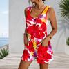 Womens Patch Pocket Tank Romper Plus Size Sleeveless