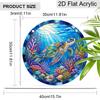 2D Flat Acrylic Blue Sea Turtle Suncatcher Decorative Hanging Ornament, 7.87/11.81inches Summer Underwater World Coral Turtle Design Window Hanging