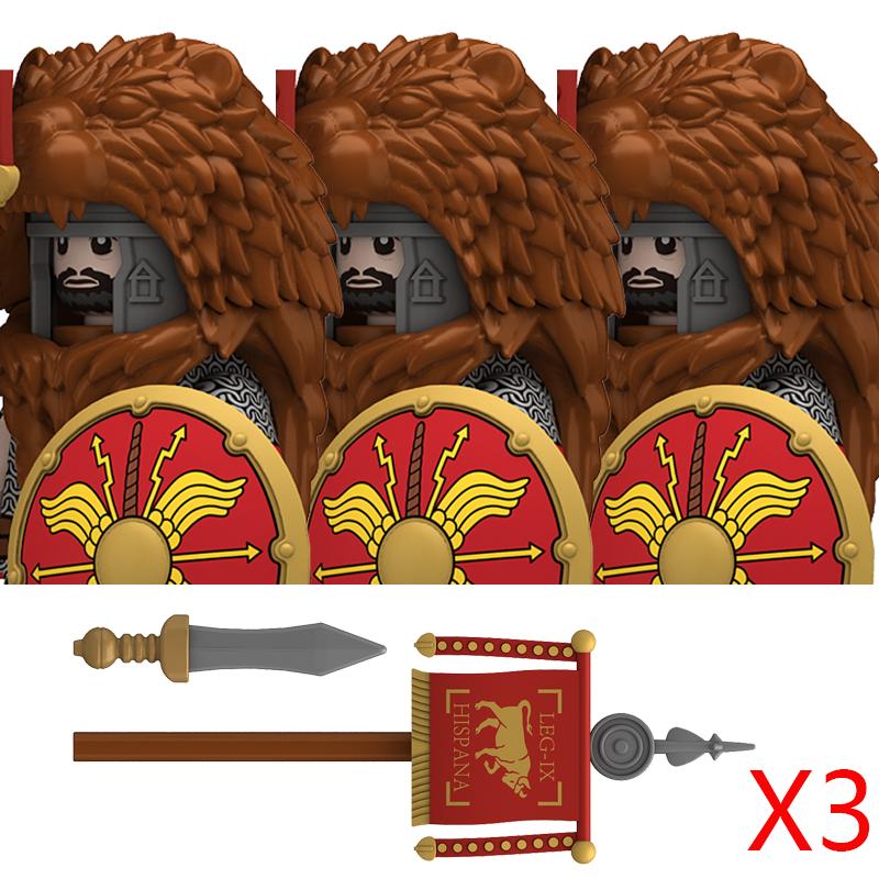 Middle Roman Series Building Blocks Castle Medieval Military Knight Soldier Figures Legion Army Warrior Shield Bricks Toys Gifts