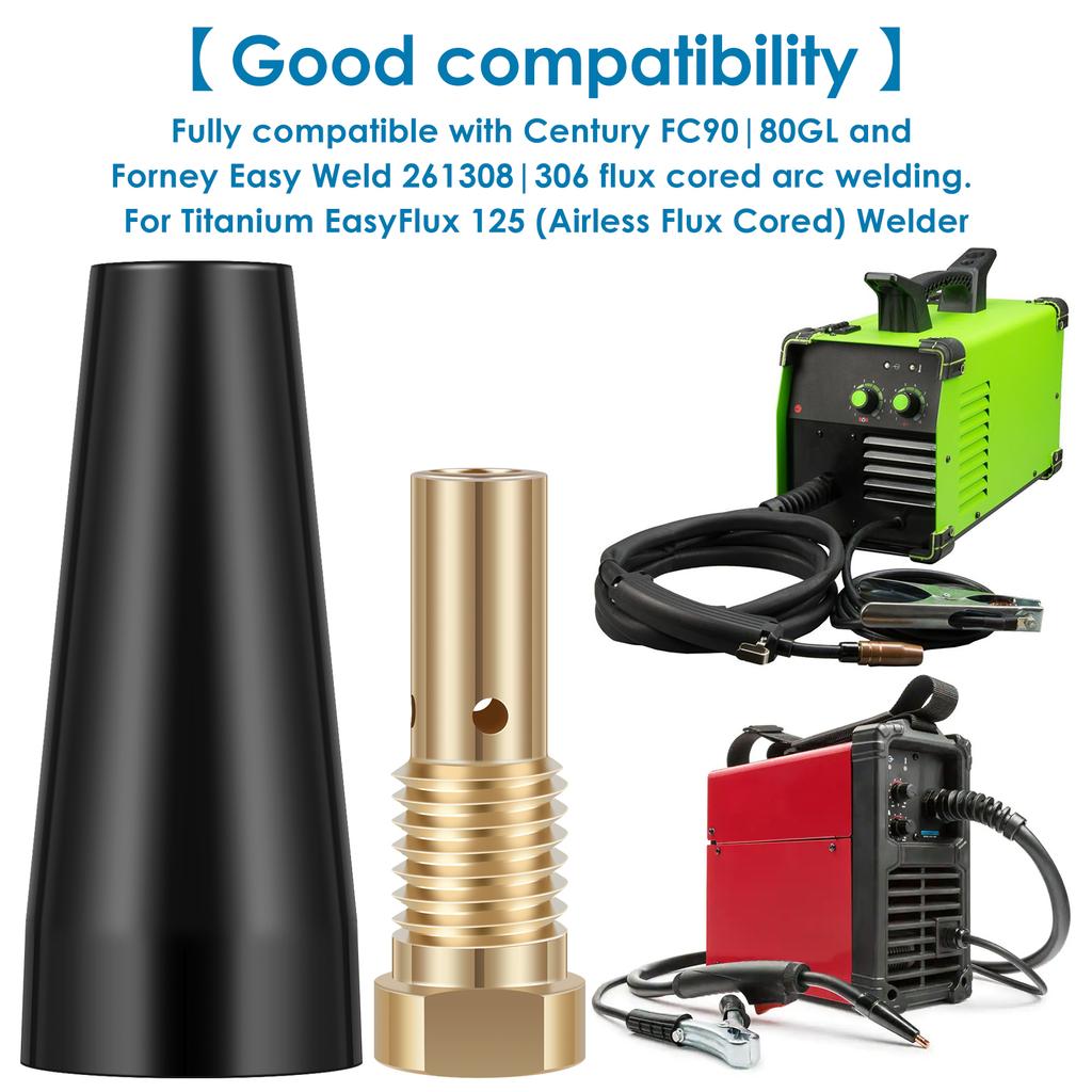 15Pcs Gasless Nozzle Tips Welding Kit 0.8/0.9mm Flux Core Gasless Nozzle Welding Tips Replacement for MIG Welder Welding Tools