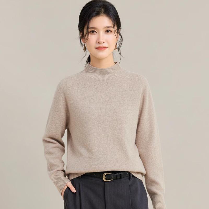 Jinjuan Women's Mock Neck Wool Blend Sweater