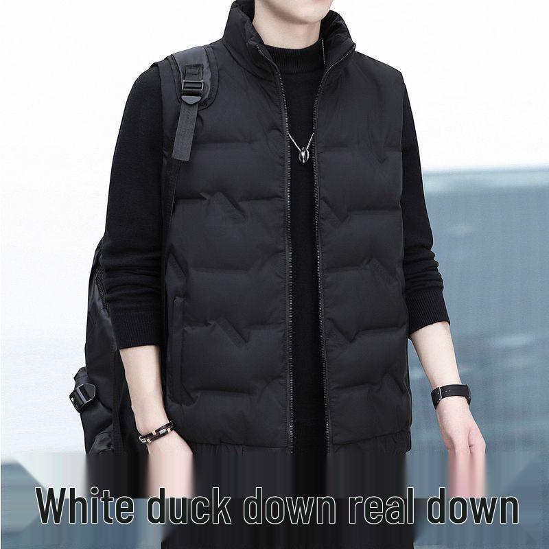 

Men s 80% Down Vest - Autumn/Winter 2025, Loose Fit, Stand Collar, Sleeveless Casual Jacket L