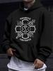 American/European Style Unisex Autumn/Winter Printed Hoodie Long-Sleeve Sweatshirt, Firefighter Cross Occupational Badge Print Hooded Sweatshirt, Hear