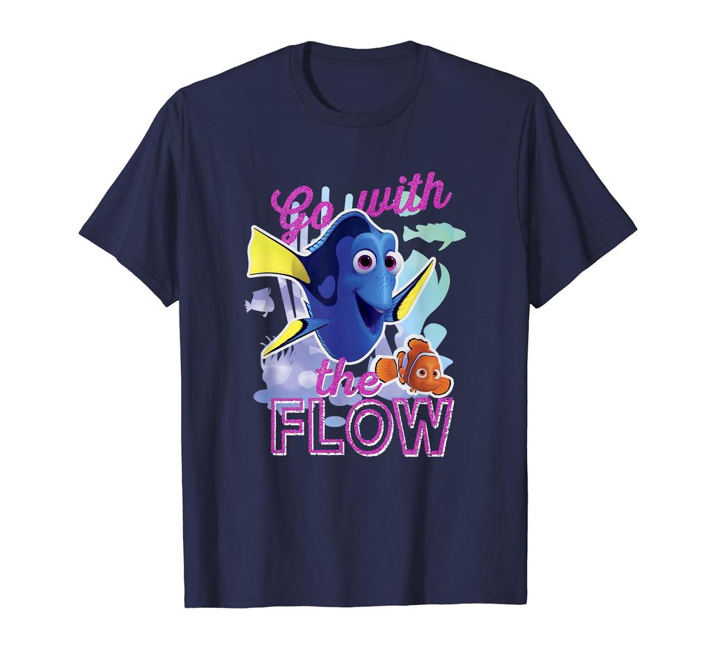 Disney Pixar Finding Dory Nemo & Dory Go With The Flow Logo T-Shirt