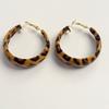Fashion temperament Autumn and winter new PU leopard print earrings, high-end sense, fashionable personality C-shaped large earrings, ear jewelry