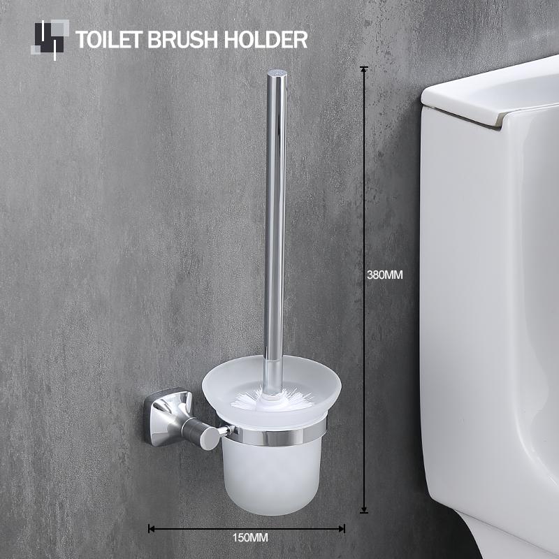 Household Chrome Bathroom Accessories 304 Stainless Steel Toilet Brush Cup Holder Soap Dispenser Hardware Pendant Frosted Glass