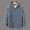 Herbst Winter Herren Hoodie Einfarbig Kariert Locker Lässig Kapuzensweatshirt Atmungsaktiv Dick Warm Plüsch Lange Ärmel Pullover Top