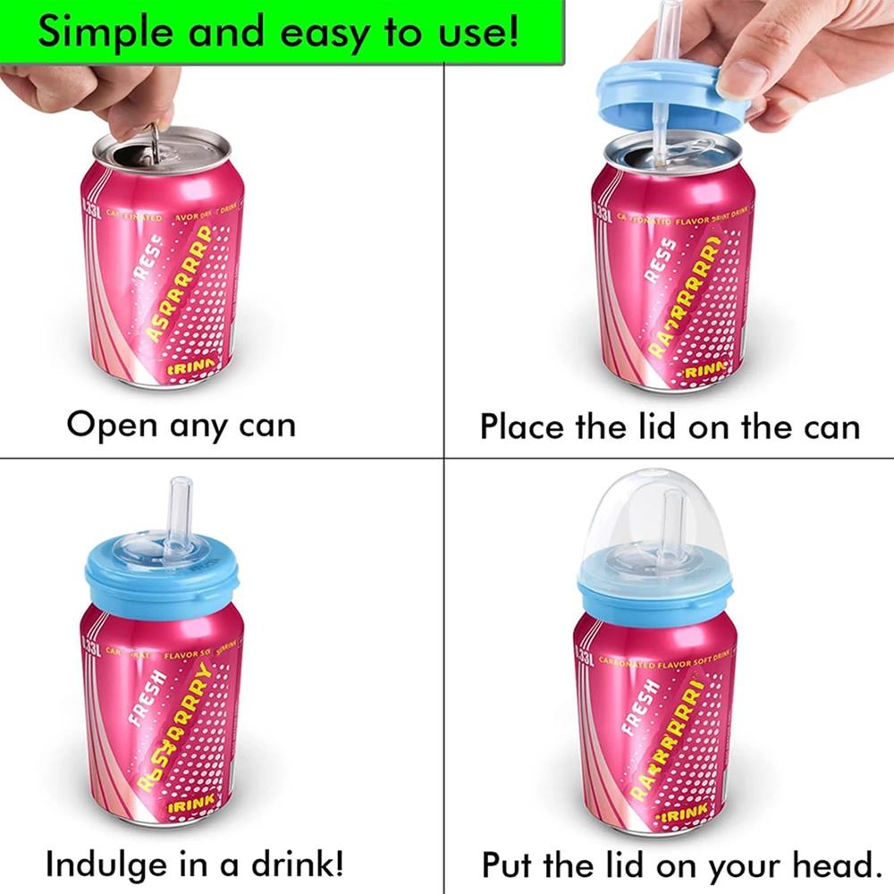 1pc Leak-proof Reusable Soda Can Lids With Straw Durable Eco-friendly Drink Lids For Outdoor Picnic Camping Party