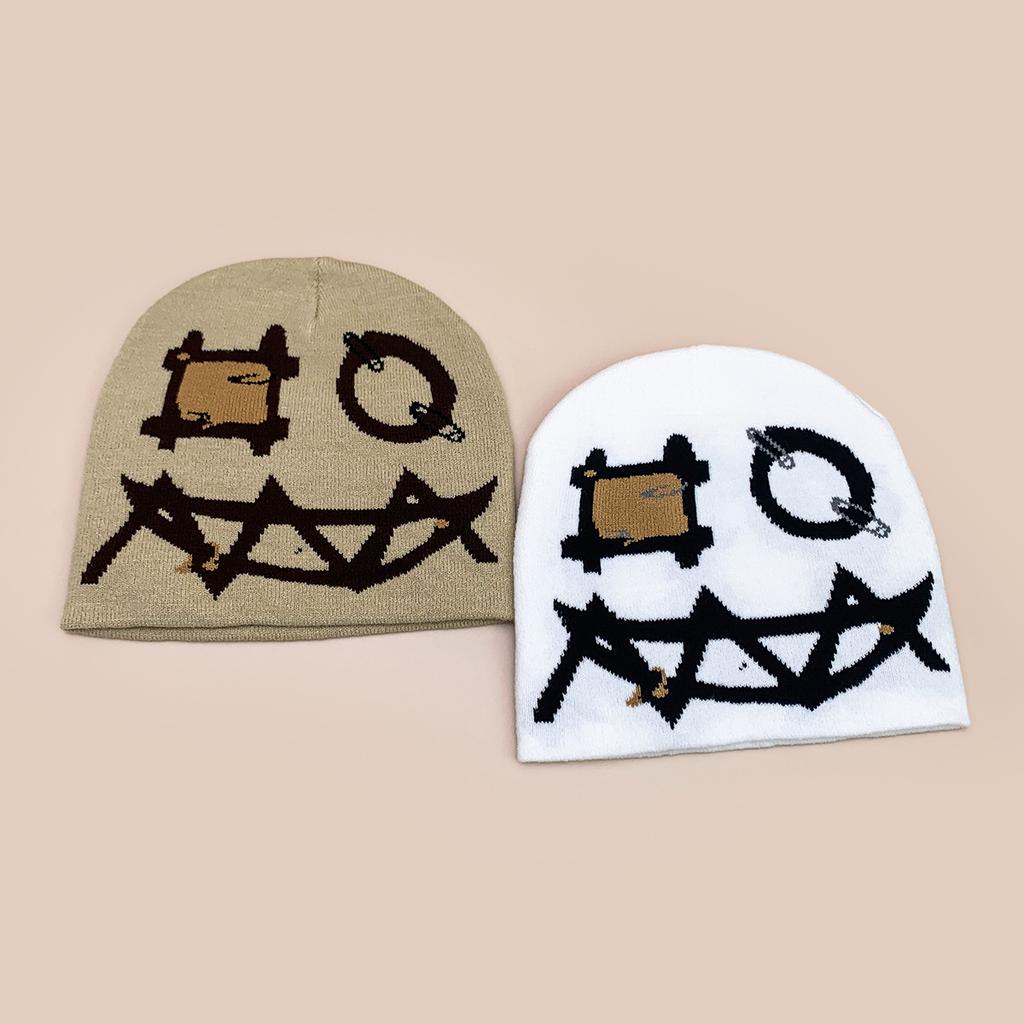Autumn And Winter American Personality Pin Jacquard Knitted Hat Men And Women Warm Halloween Street Cold Hat Pullover Hat