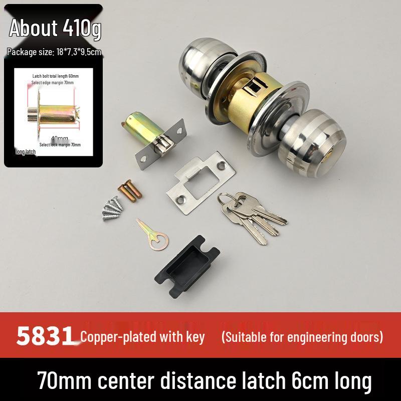 Uniwersalny sferyczny zamek wewnętrzny ze stali nierdzewnej - Okrągły cylinder do sypialni i łazienek.