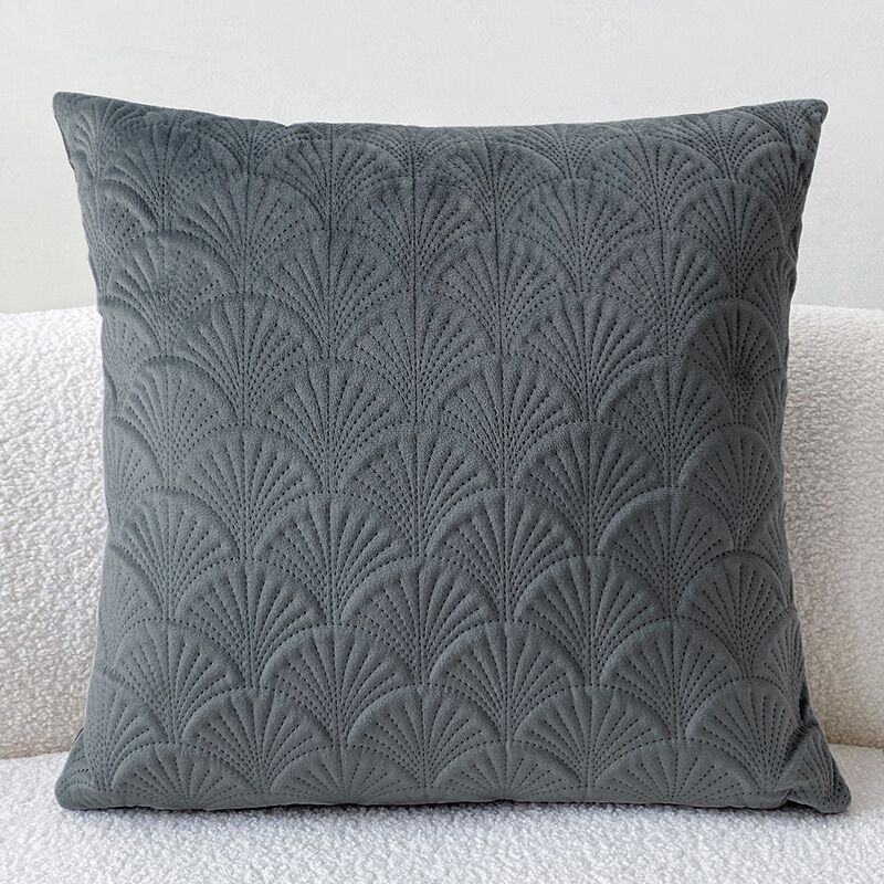 Quality Velvet Scallop Design Embossed Cushion Cover 45x45cm Minimalist Solid Color Sofa Decorative Pillowcase Comfortable Feel