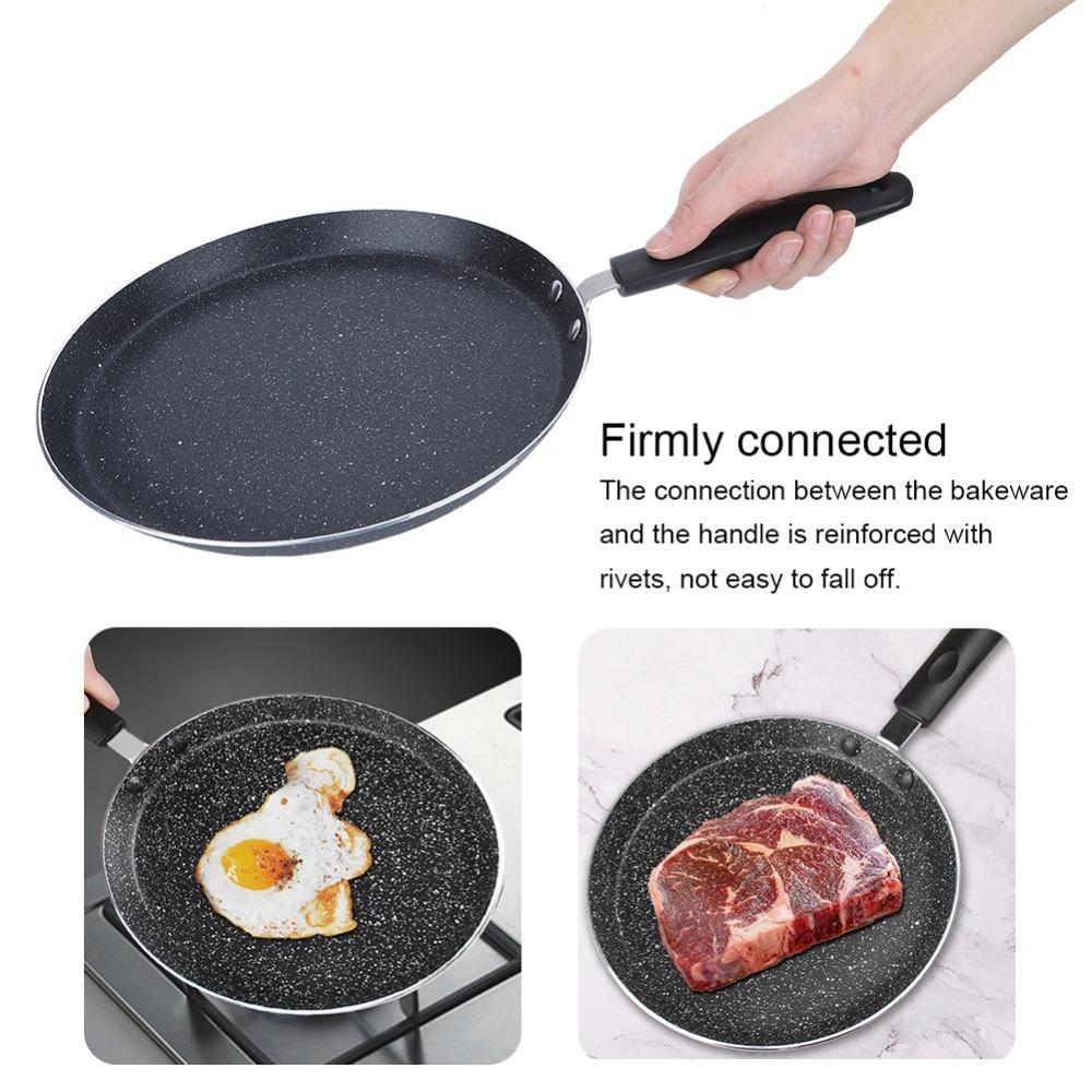 Aluminum Alloy Frying Pan Cooker Round Shape Flat Skillet Pan Pancake Egg Pizza Tortilla M