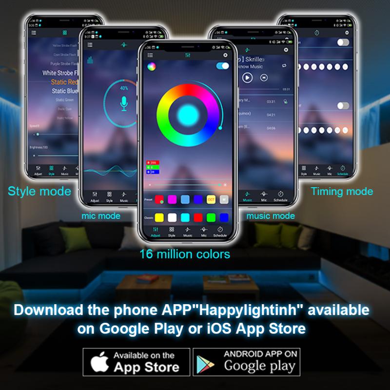 WS2812 Bande lumineuse LED Bluetooth 5050 RGBW24 télécommande LED néon veilleuse adaptée à la décoration d'hôte d'ordinateur dans les salles d'esports