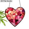 Acrylic Stained Glass Style Heart Suncatcher, 2D Flat Acrylic Window Hanging Ornament for Valentine's Day & Love Themed Gifts