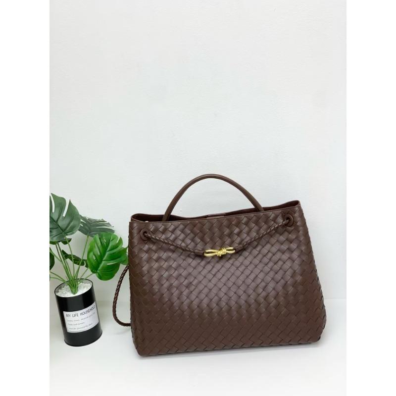 oversized bow metal rope buckle cowhide woven bag women's autumn and winter new leather large-capacity handbag