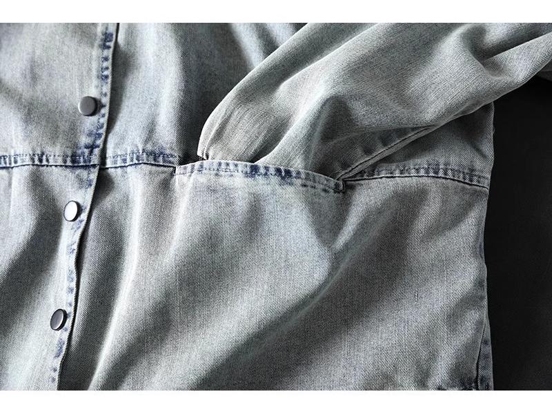 Damen Petites lockere Jeansjacke mit Revers - Frühling Lässig Übergröße