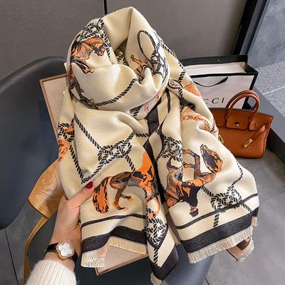 New Retro Fashion Imitation Cashmere Scarf For Women In Winter, Thickened And Warm Neck, Dual Purpose Shawl Exterior