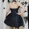 Women's Sleeveless Gothic Lace Dress Vintage Corset Halter Swing Cocktail Dress Victorian Style Black Lolita Punk Dress