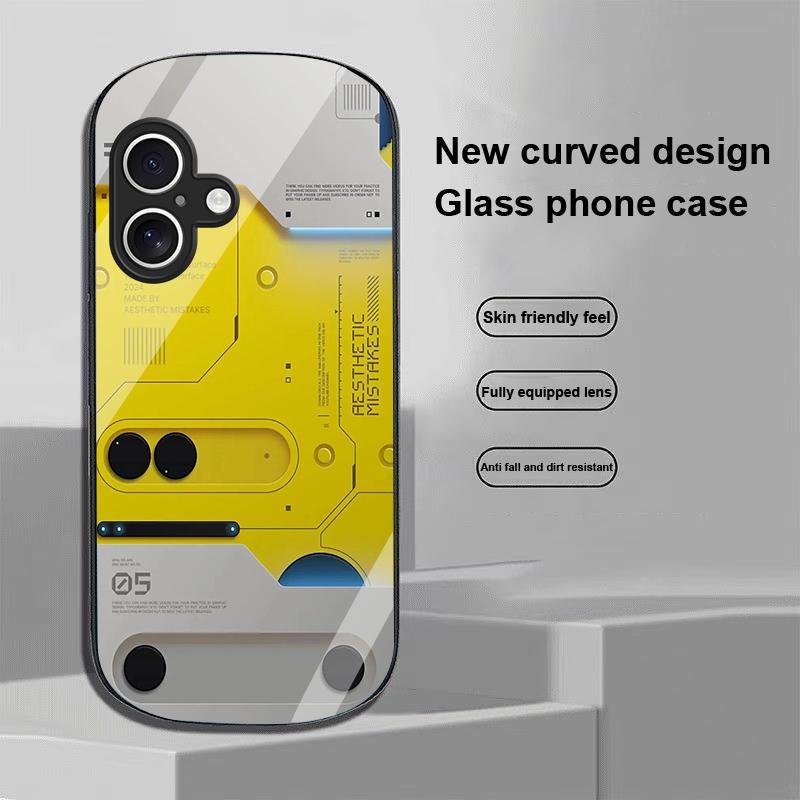 Machine Built-in For Apple IPhone 16 11 13 15 14 Pro Max 12 Mini 7 8 Plus XR X XS Elliptical Shaped Tempered Glass Phone Case