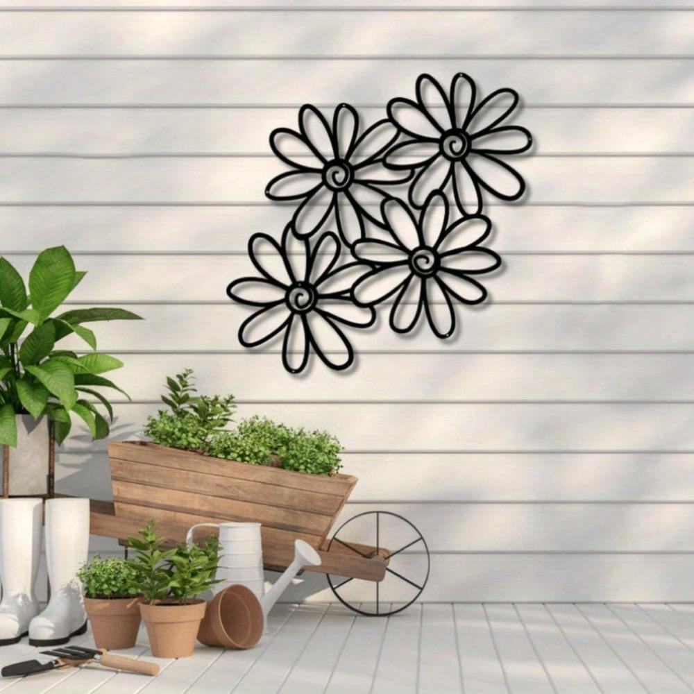 Daisy Metal Wall Art for Garden Terrace Home Floral Decor Modern Rustic Housewarming Gift