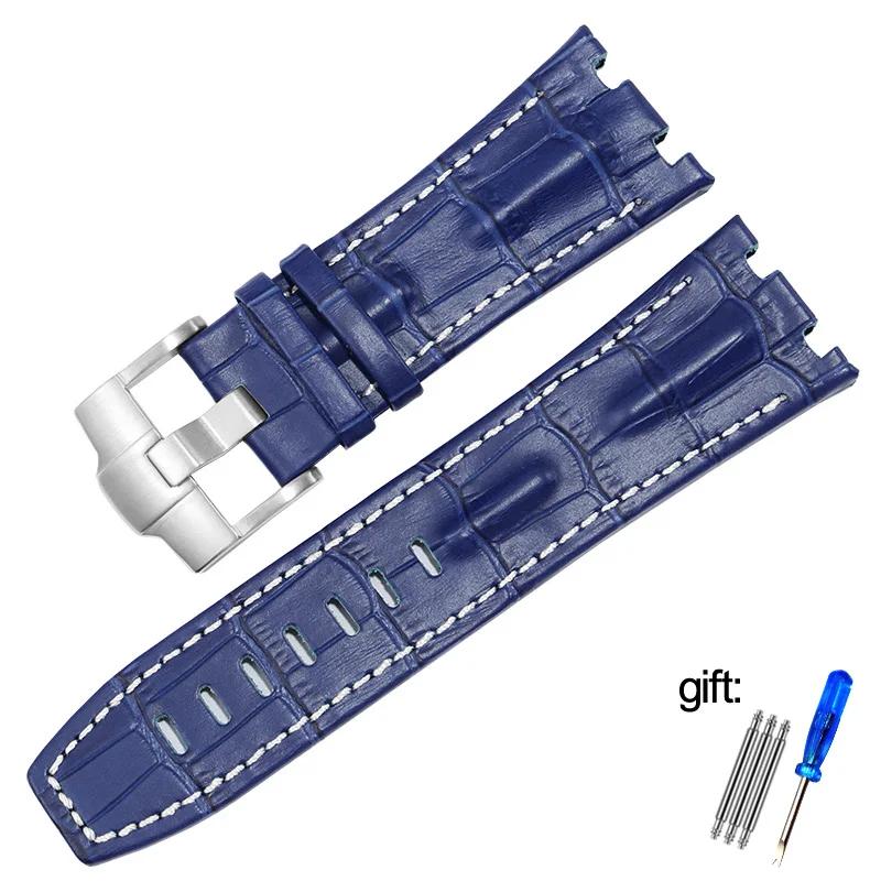 Genuine Leather watch Strap For AP  15703 Royal Oak Offshore Series 28mm Black Brown Blue Watchbands accessories men