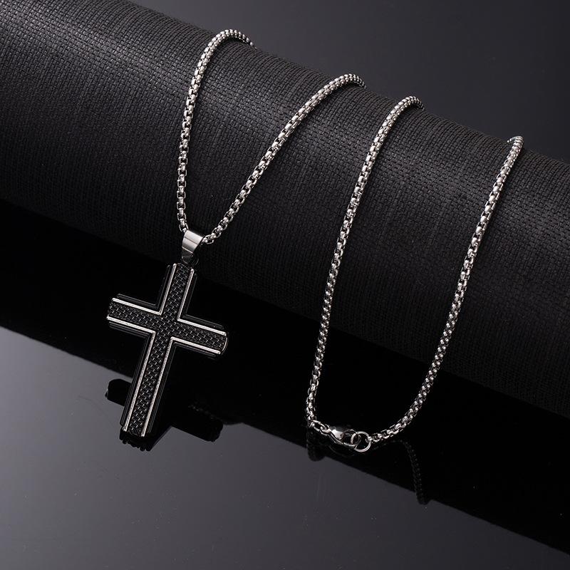 Minimalist Fashion Cross Pendant Necklace Titanium Steel Chain Trendy Cool Versatile Layering Choker
