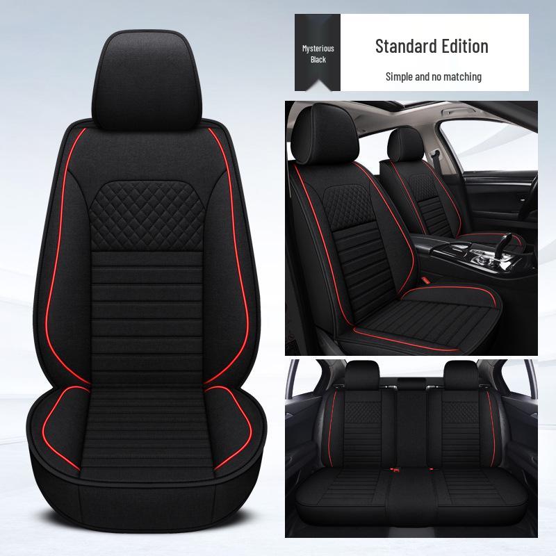 Universal Four Seasons Full Coverage Linen Seat Cushion Set for Small Cars