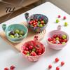 Ceramic Serving Plate Berry Washing Bowl with Drainage Holes, Multifunctional Fruit Blueberry Cleaning Basin Colander Basin, Swirl Design Vegetable