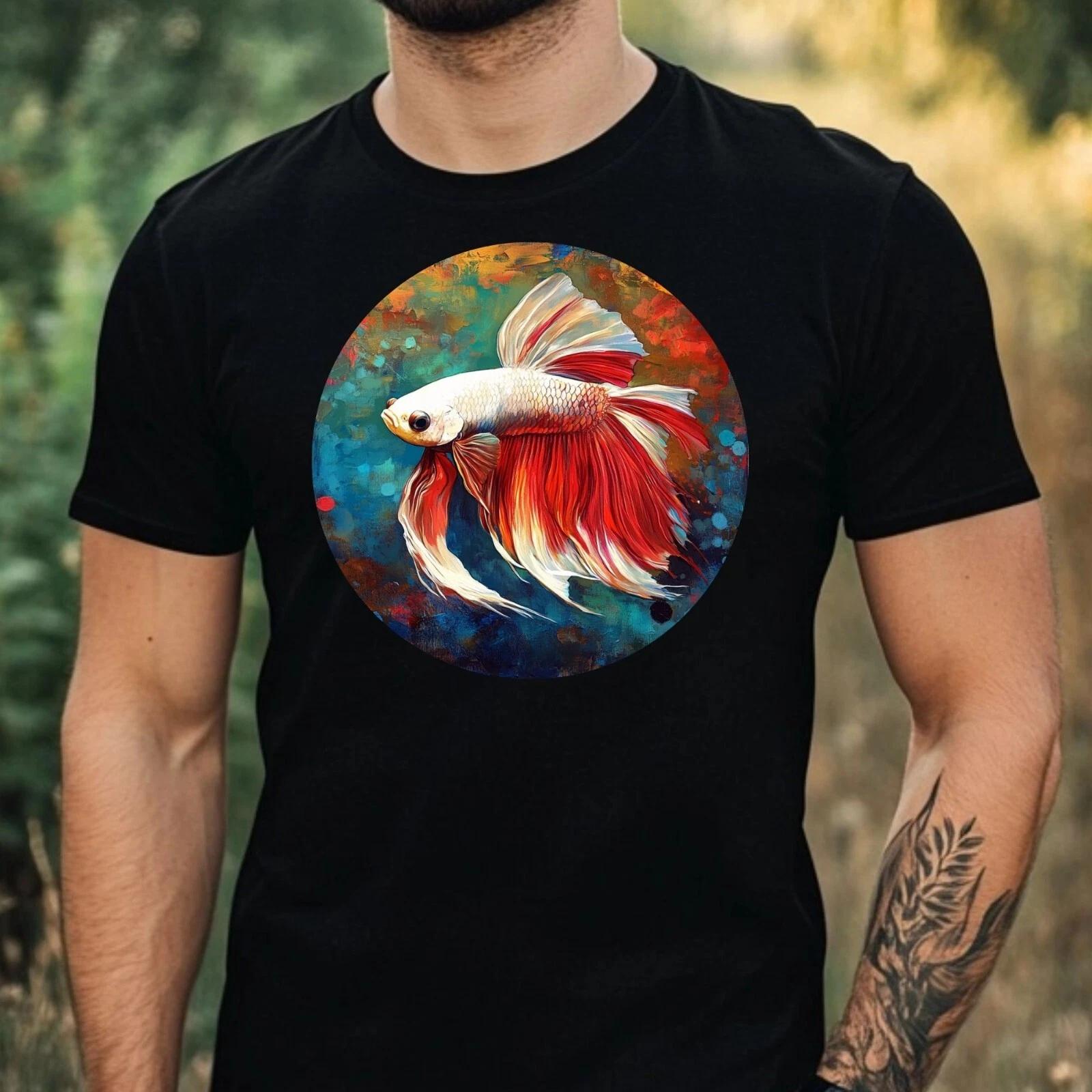 T-Shirt Herren Kampffisch Portrait Motiv Baumwolle Größe XS bis 5XL XXXL