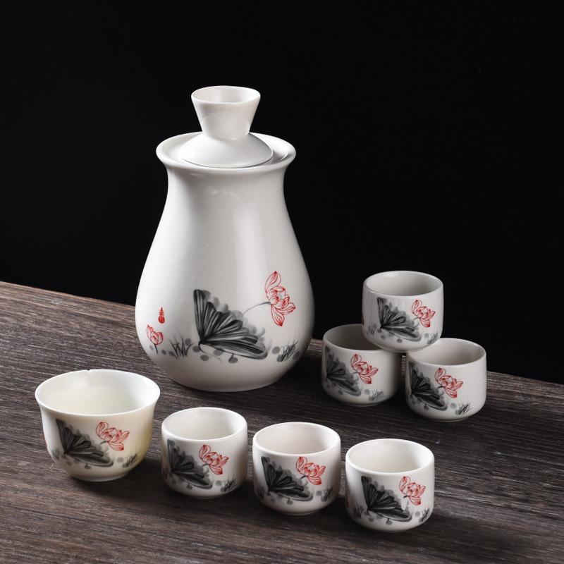 Sake-Keramik-Weinset im japanischen Stil Spender Sake-Becher Baijiu-Becher-Set Haushalt Küche Traditionelles Trink-Barzubehör-Set Neu