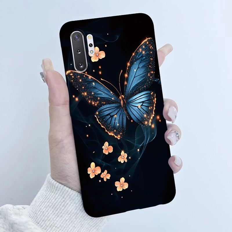 For Samsung Galaxy Note 10 Plus N970F N975F Phone Case Butterfly Flower Girl Design Soft Silicone TPU Back Housing Note10 Covers