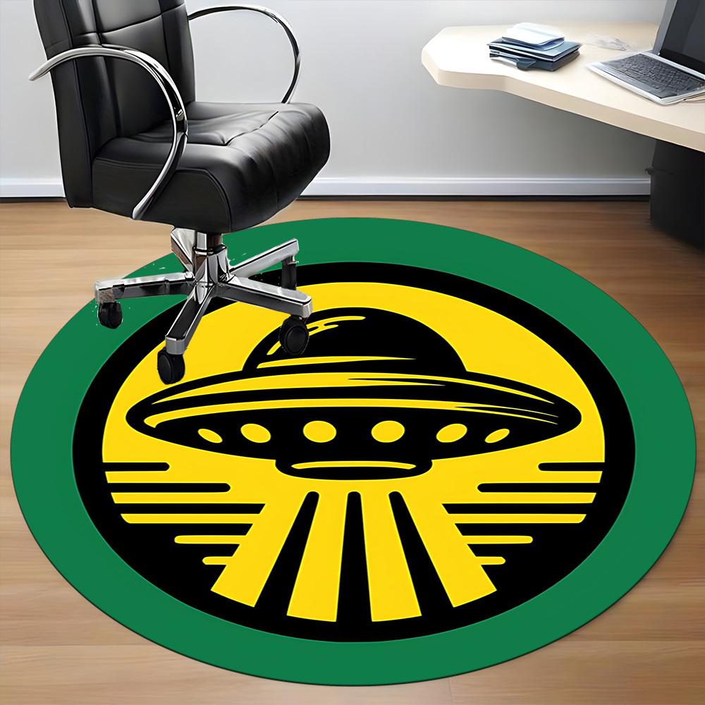 1pc UFO Alien Office Round Area Rug, Indoor Mat Suitable For Office, Under Office Chairs Bedroom Living Room Home Decor, Room Deco