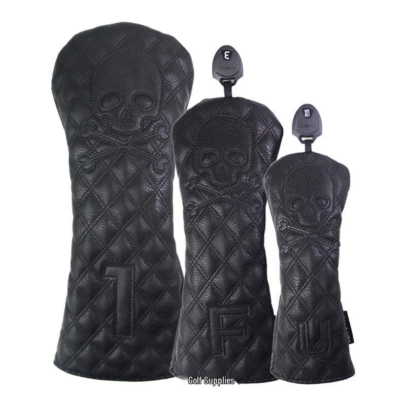 Diamond Skull Head Waterproof Golf Club Cover: Protects 1/3/5/UT Woods