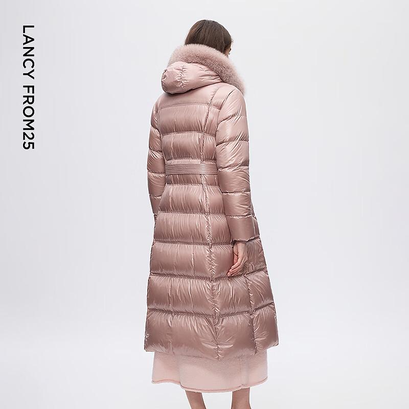 Куртка пухова Langzi Huorduobaji з білого гусячого пуху з коміром з єнота
