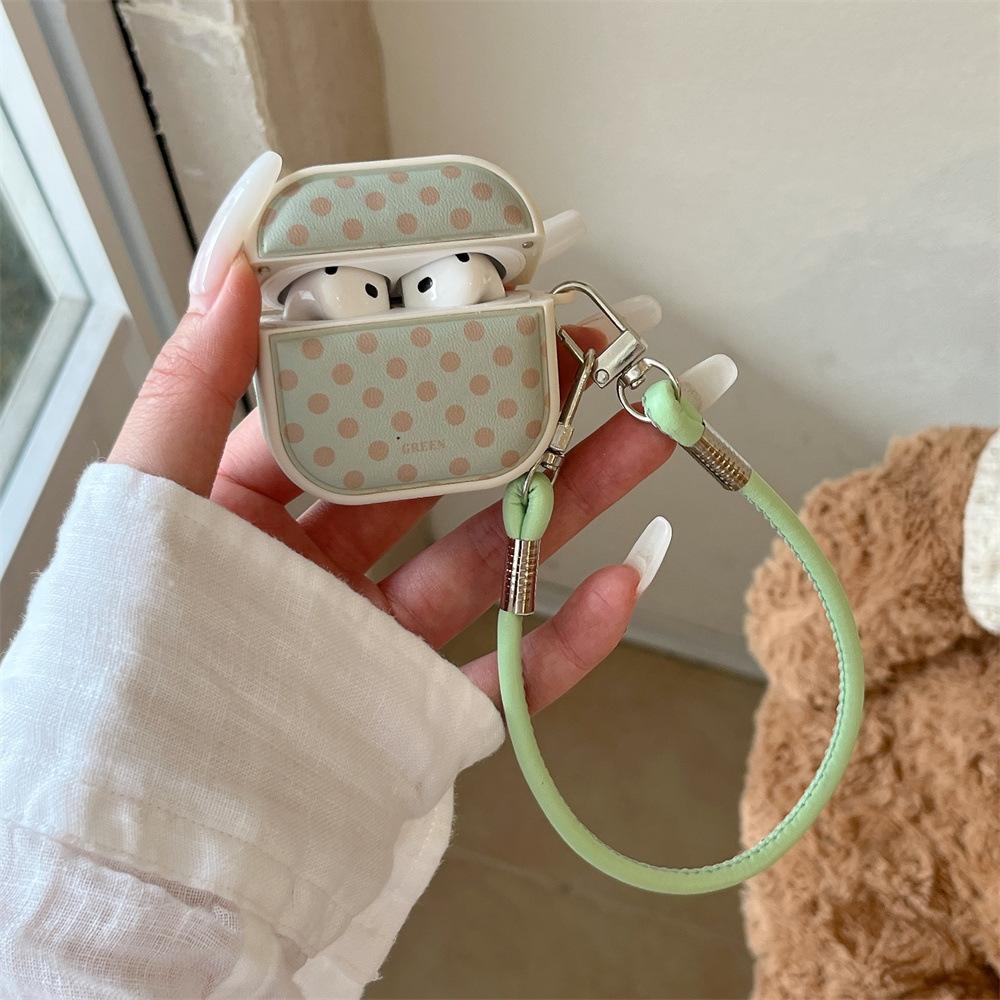 Simple Dopamine Polka Dot Earphone Cover for Apple AirPods 1 /1 Generation Niche Lanyard Case PRO1/PRO1