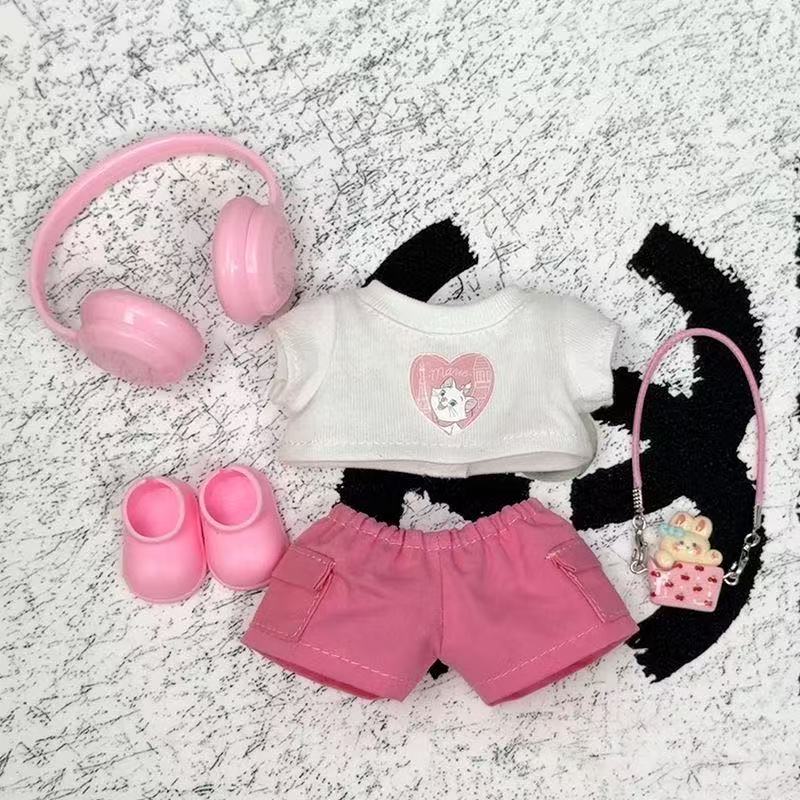 For 15/17Cm Labubu Doll Pink Clothing Set Labubu Keychain 3.0 Girl Cute Skirt Clothes Designer Diy Plaything Accessories Birthday Present