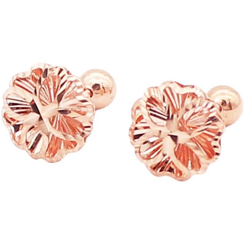 Pure Rose Gold-Plated Women'S Redstone Ear Buckles Are Shiny And Exquisite Diamond-Encrusted Colored Gold Earrings.