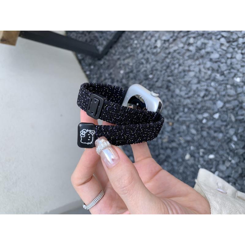 

Compatible Watch Strap for Apple Watch Series 10/11 - Cute KT Cat Design with Woven Magnetic Buckle, Model 9876E. Compatible: 42mm, 38/40/41mm