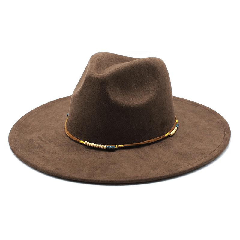 British Style Suede Top Hat Men'S Casual Big Eaves Tibetan Felt Hat Women'S Retro Cowboy Gentleman Hat