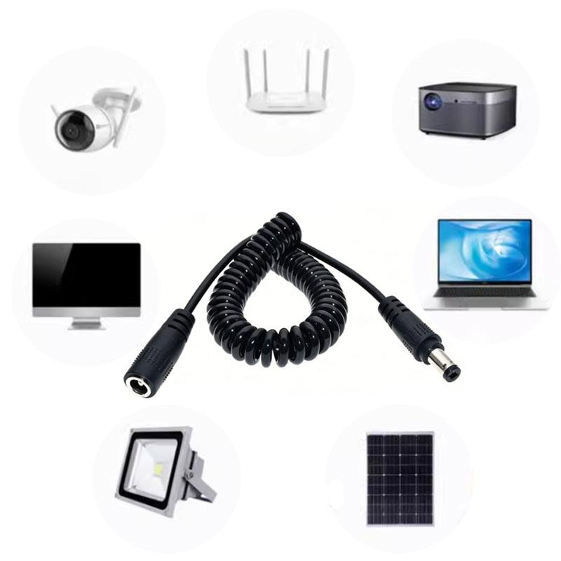 1PC DC Male  Femalespring Cable Connector5.5 X 2.5 Mm 5.5mm X 2.1mm Straight Plug Power Charger150cm 70cmextension Cord