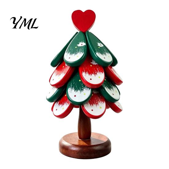 Festive Restaurant Accessory Christmas Tree Wooden Trivets, Durable Pine Wood Potholders with Storage Stand, Housewarming Gift for Kitchen Heat