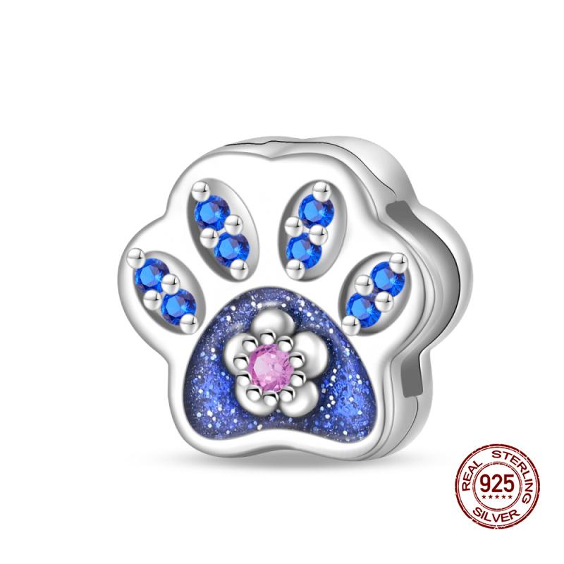 Charms Beads Copper Fits 3Mm Original Bracelet Womens Cute Dog Paw Print Bone Series Charms Beads Diy Jewelry Gifts New In