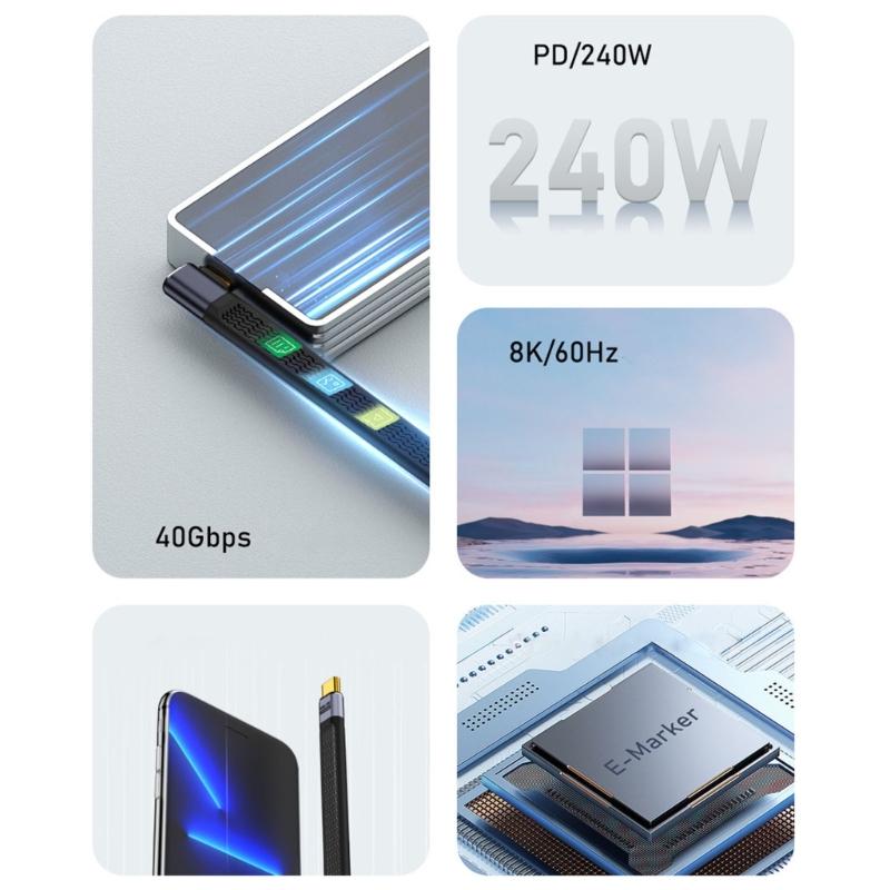 40Gbps PD3.1 USB C Data Cable 240W Type C Cable 8K60hz Video Output Fast Charging and Data Transfer