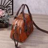 Vintage Chinese Style Shoulder Crossbody Bags for Women Embossing Print Tote Bags Large Capacity Multi-Pocket Soft Handbags