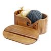 Wooden Yarn Bowl With Lid Large Oval Crochet Yarn Storage Container Handmade For Quilting Knitting Weaving Crocheting Threading