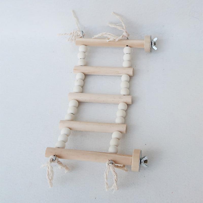 5/8 Steps Wood Ladder Pet Interactive Bird Parrot Toy Ladder for Hamster Cage Funny Grinding Stick Climbing Toy Bird Accessories